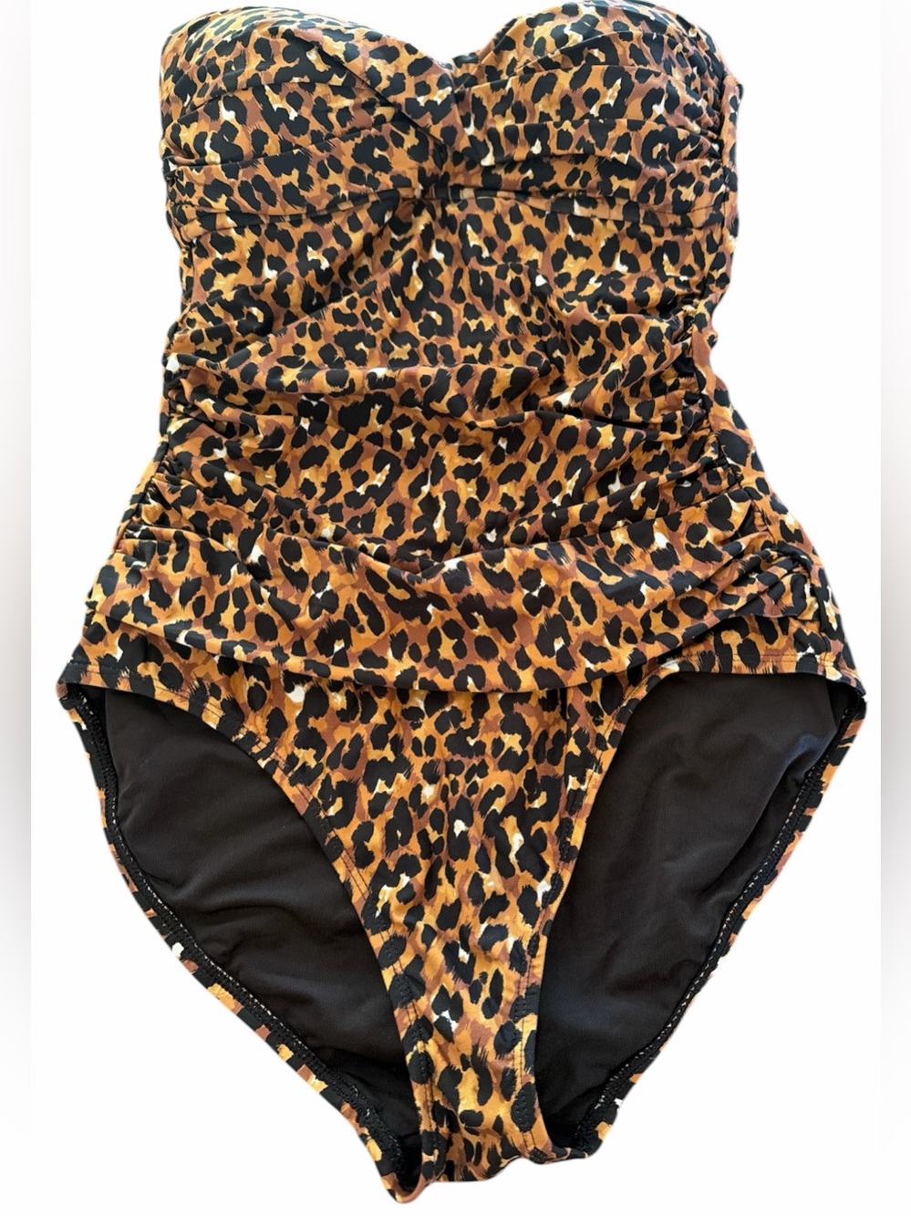 Anne Cole Leopard Print One-Piece Swimsuit — Brown, Black size 6 NWOT